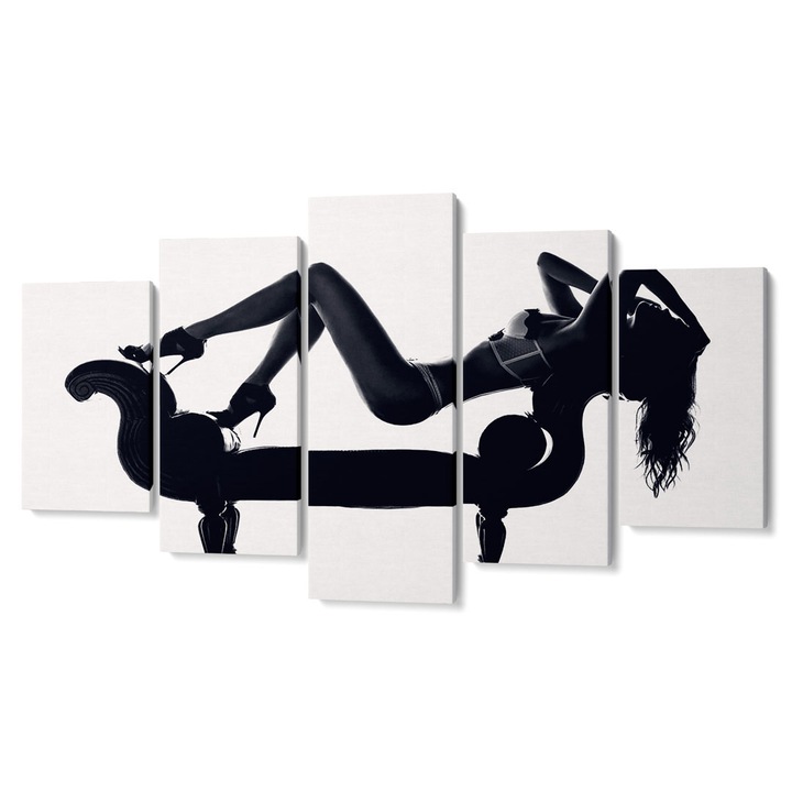 Комплект от 5 Tabouri premium multicanvas декор, Жена на диван, 55 x 100 cm