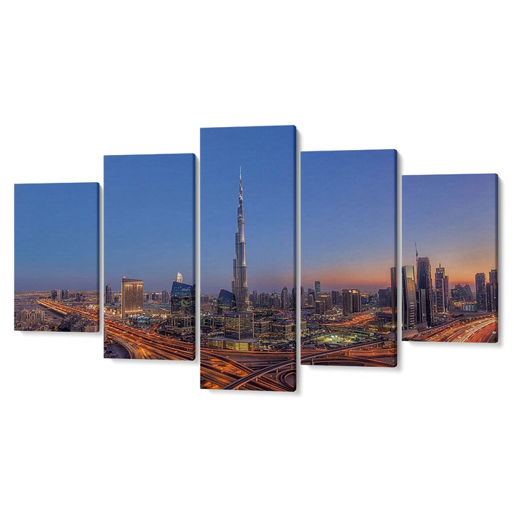 Комплект от 5 части Tabouri Premium multicanvas decor, Модерни сгради и трафик, 105 x 200 cm