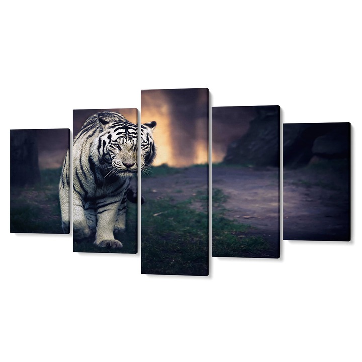 Комплект от 5 Tabouri premium multicanvas декор, Тигър, 55 x 100 см