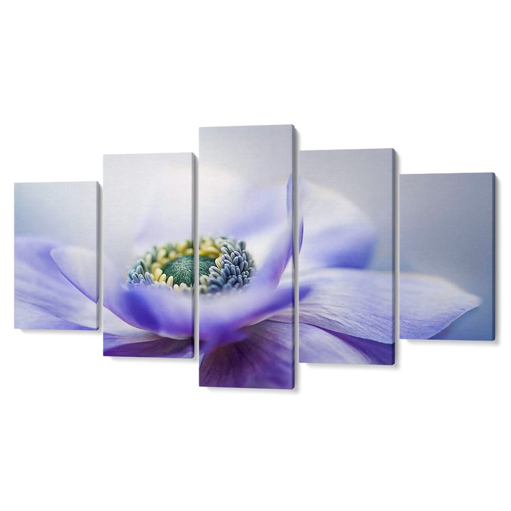 Set 5 piese Tabouri Decor multicanvas premium, Floare mov II, 105 x 200 cm