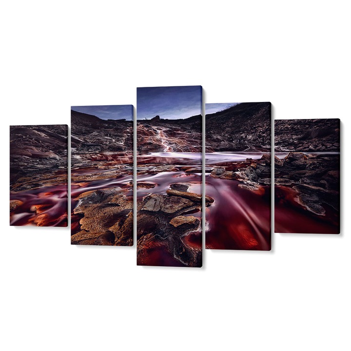 Комплект от 5 Tabouri Premium multicanvas декор, Сух пейзаж, 55 x 100 cm