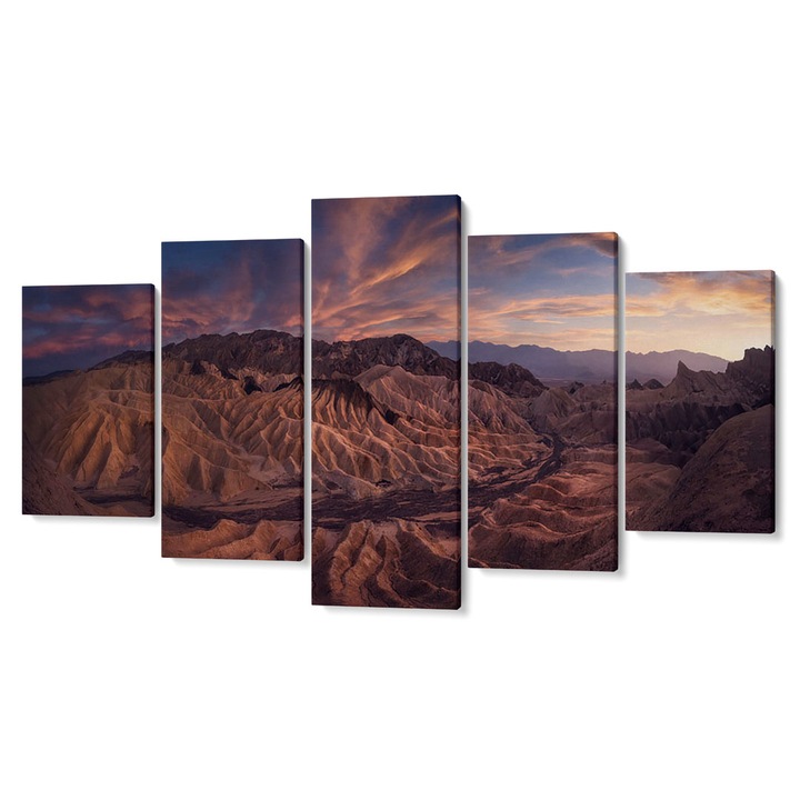 Комплект от 5 Tabouri premium multicanvas декор, Път сред планините, 105 x 200 см