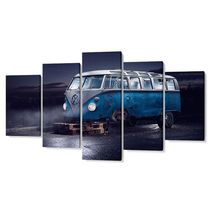 Комплект от 5 части Tabouri Premium multi-canvas decor, Blue van for repairs, 105 x 200 cm