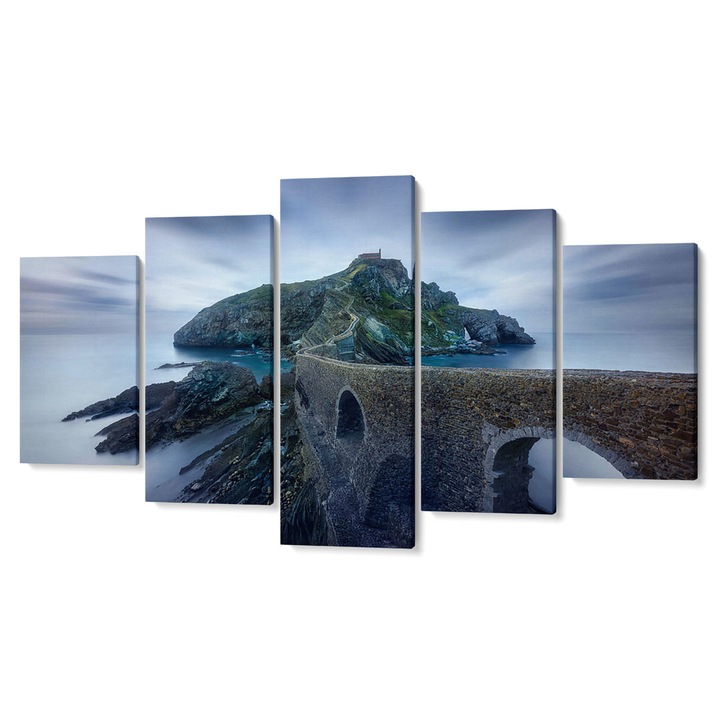 Комплект от 5 Tabouri Premium multicanvas декор, Мост и скали, 55 x 100 см