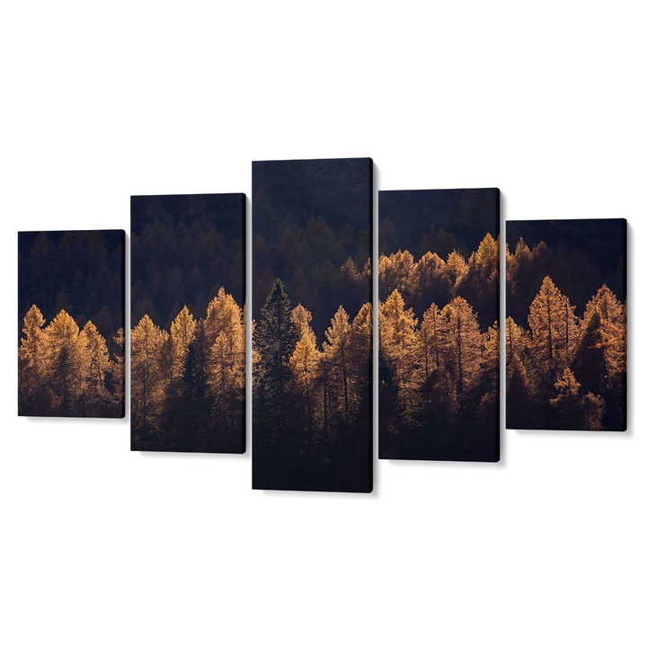 Комплект от 5 Tabouri premium multicanvas декор, Светлина над дърветата, 55 x 100 cm