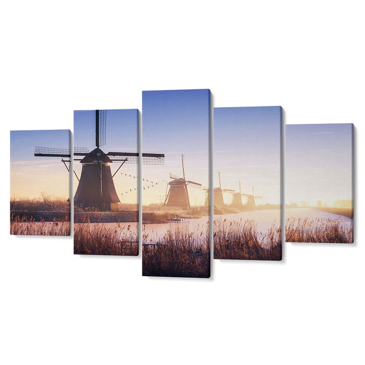 Комплект от 5 Tabouri Premium multicanvas декор, Вятърни мелници, 55 x 100 cm