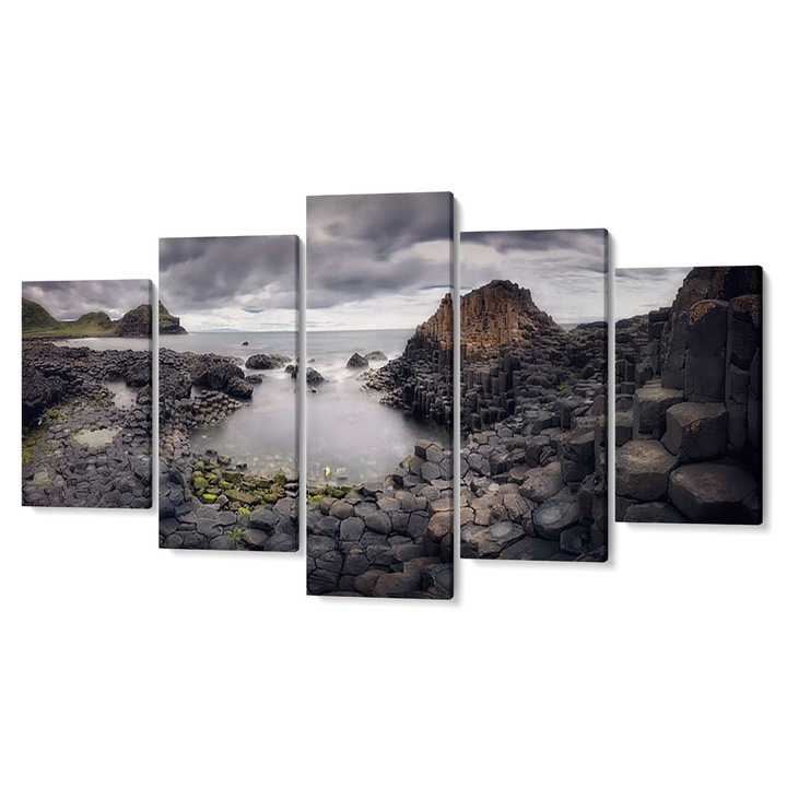 Комплект от 5 Tabouri Premium multicanvas декор, Вода и скали, 80 x 150 cm
