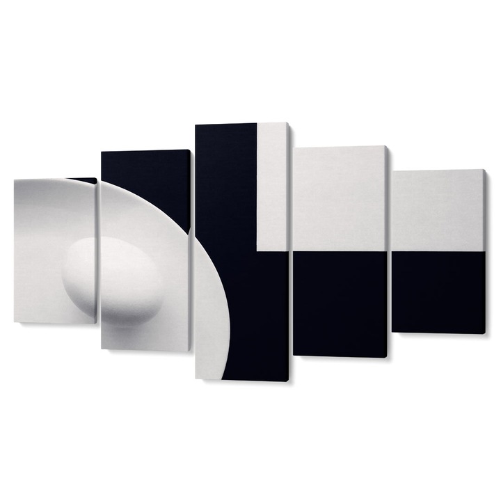 Комплект от 5 части Tabouri Premium multicanvas decor, Abstract in black and white II, 105 x 200 cm