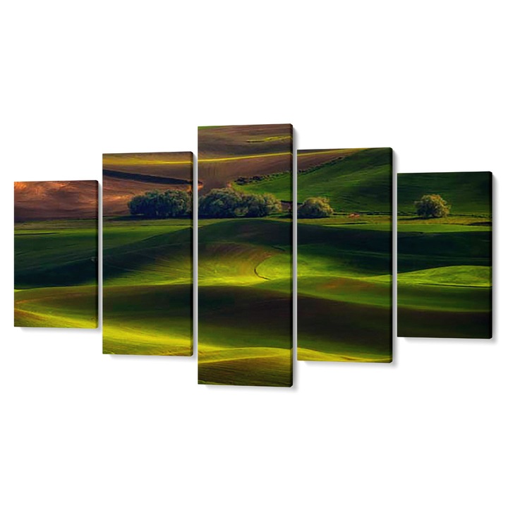 Комплект от 5 части Tabouri Premium multicanvas decor, Поля и зелени храсти, 105 x 200 cm