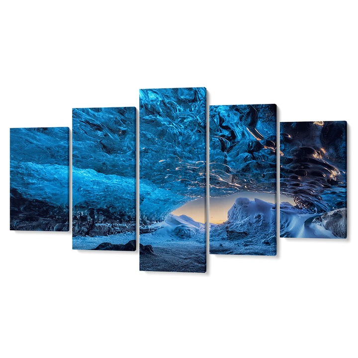 Комплект от 5 Tabouri premium multicanvas декор, Планински пейзаж със сняг II, 105 x 200 cm