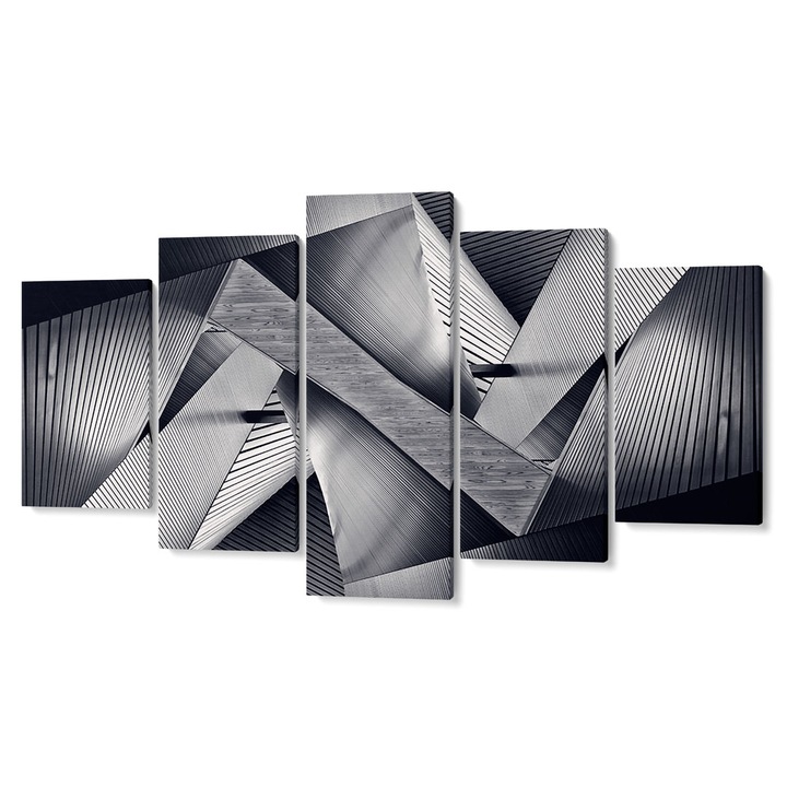Комплект от 5 Tabouri premium multicanvas декор, линии и ъгли, 55 x 100 cm