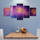 Set 5 piese Tabouri Decor multicanvas premium, Artificii violet langa Turnul Eiffel, 80 x 150 cm