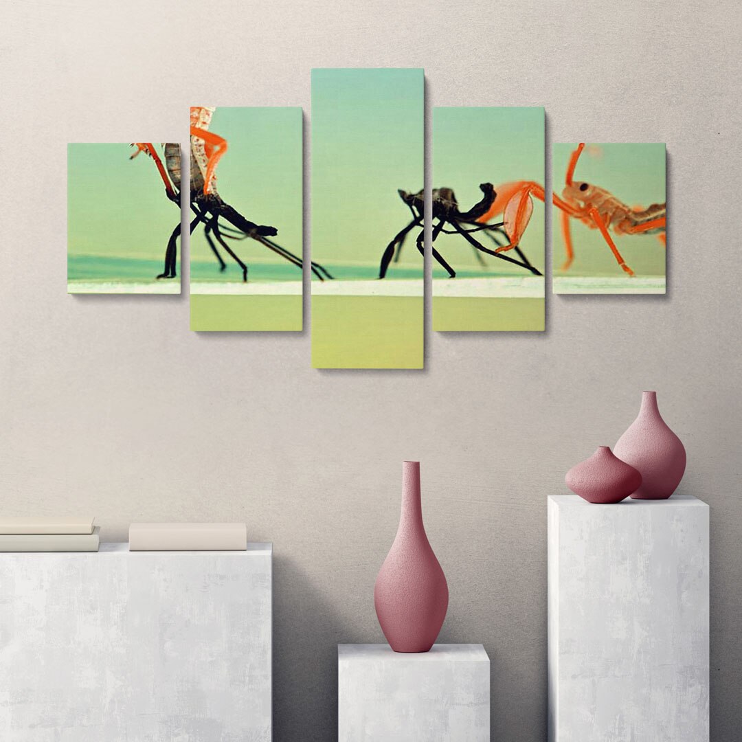 Set 5 piese Tabouri Decor multicanvas premium, Doua insecte, 55 x 100 ...