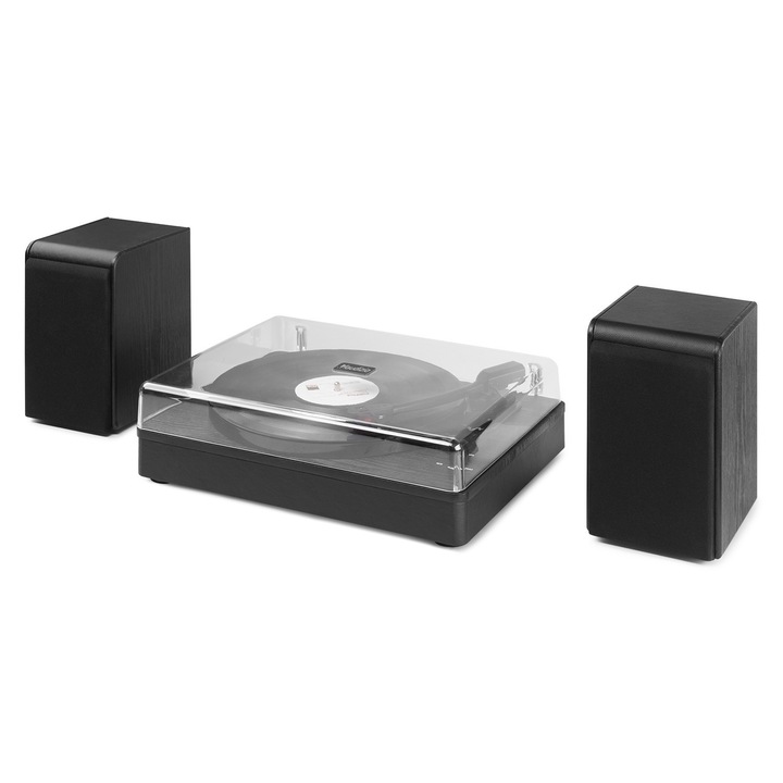 Грамофон с Bluetooth и 2 x 50w високоговорителя с пълен обхват, черни, RCA изход