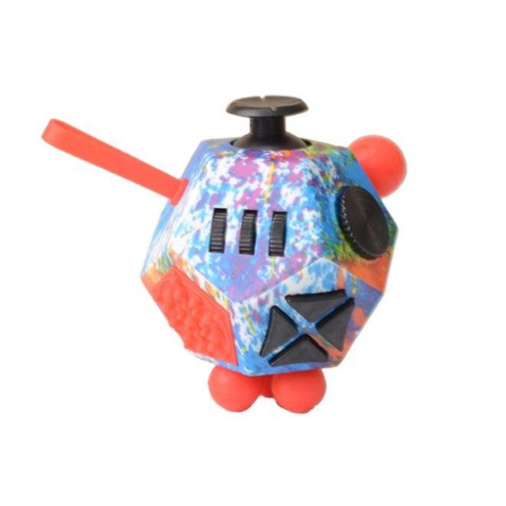 RoveZone Dodecagon, 12 oldalas anti-stressz kocka, érzékelő fidget játék, 7x7x7 cm, többszínű