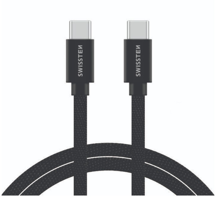 Cablu de date Swissten textile usb-c / usb-c 2,0 M , Black