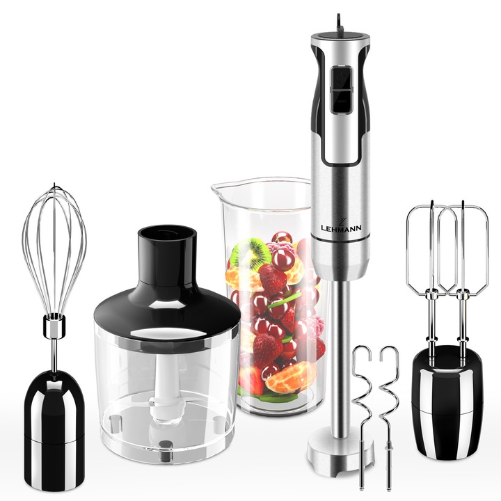 Блендер Lehmann, 1200 W, 8 скорости, Капацитет 1,5 л, Сребрист