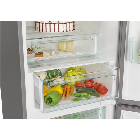 Combina frigorifica Candy CCE7T618EX, 341 l, Total NoFrost, WiFi, Super Freezing, Raft sticle, Clasa E, H 185 cm, Inox