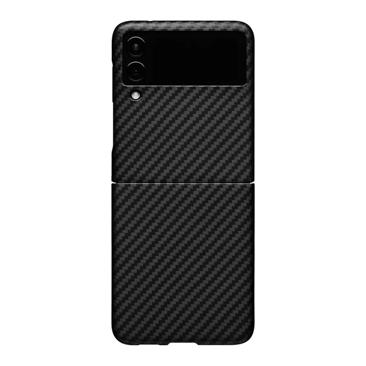 Калъф от карбон SILKASE за Samsung Z Flip 3, арамиден кевлар, черен