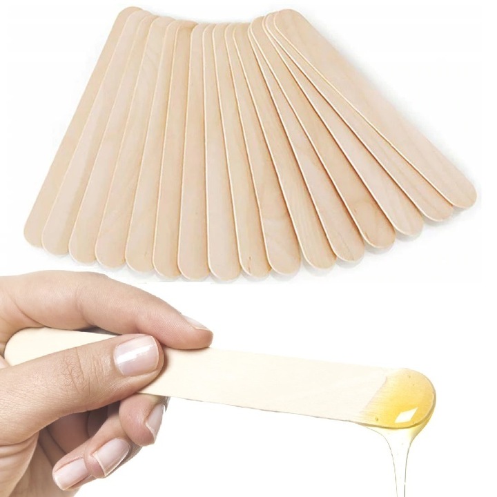 Set spatule lemn pentru ceara, 100 buc