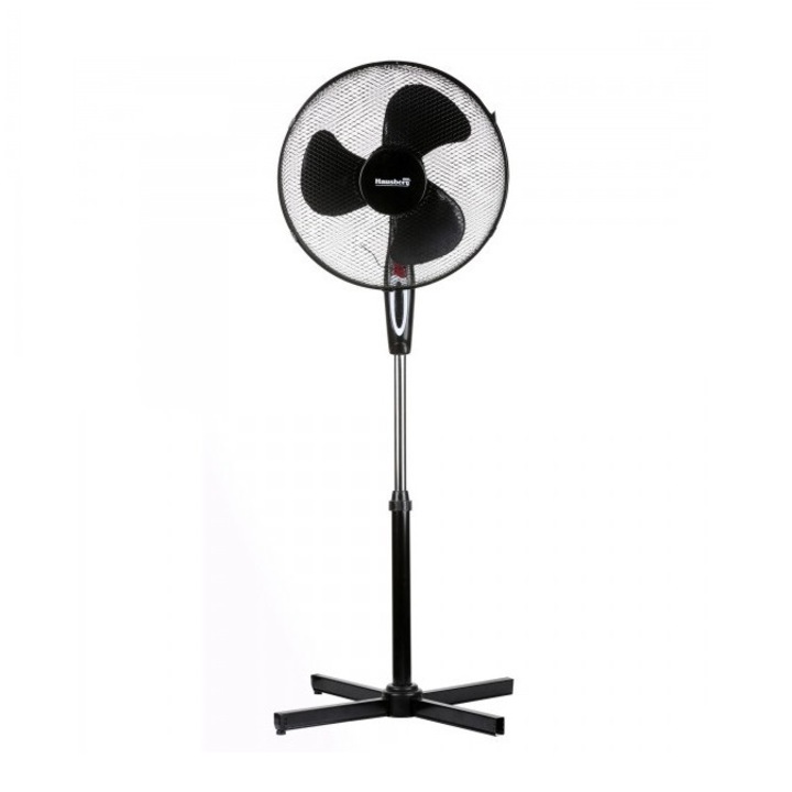 Elektromos ventilátor, 3 sebességgel, 55 W, 16 hüvelykes, automatikus oszcilláció, állítható magasság, 220-240 V, modern, fekete
