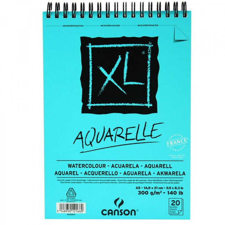 Блок Canson XL Акварел A5, 20 листа, 300 g/m²