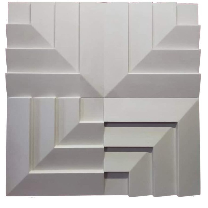 Panou decorativ 3D-ipsos, Corner, Ideolis, 50 x 50 cm, alb
