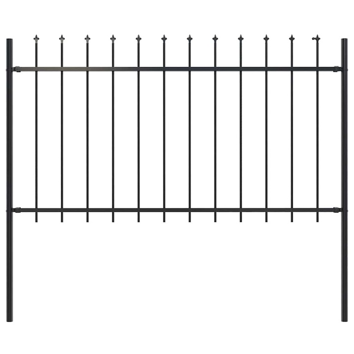 Gard de gradina cu varf ascutit vidaXL, negru, 1,8 m, otel 6.28 kg 144925
