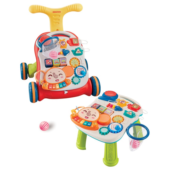 Antemergator si masa cu activitati Play&Grow 2 in 1- Rosu