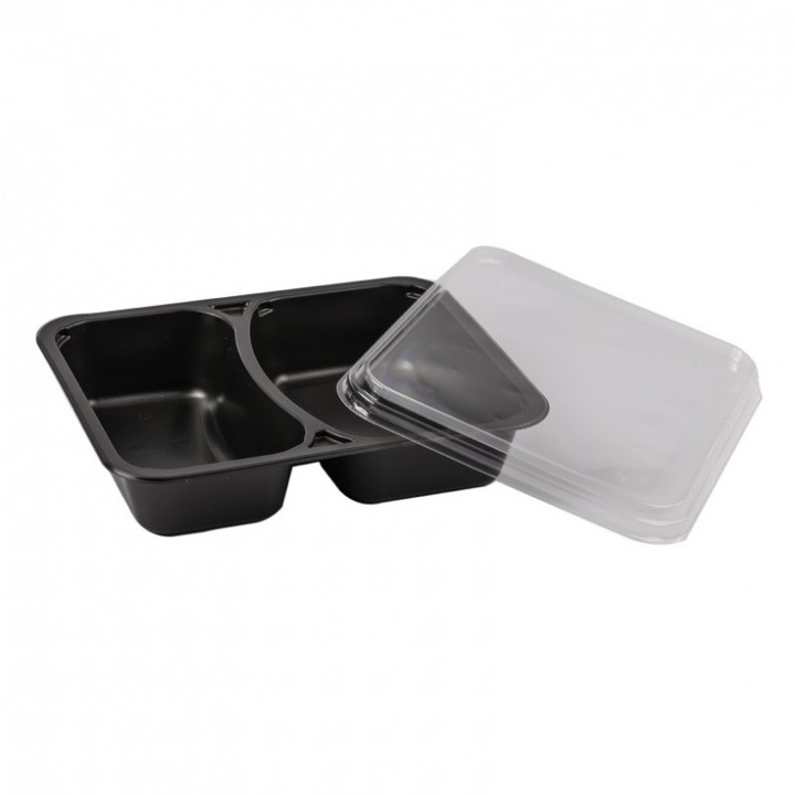 Caserola termo neagra cu capac 2 compartimente,300 buc