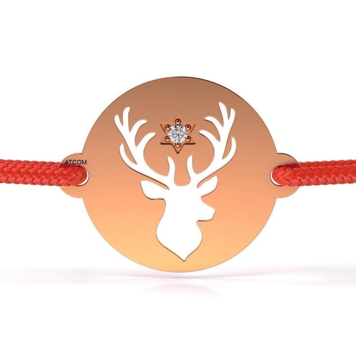 Гривна от розово злато с шнур модел Great Reindeer