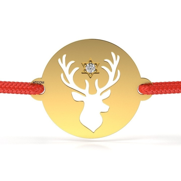 Гривна от жълто злато с корда модел Great Reindeer