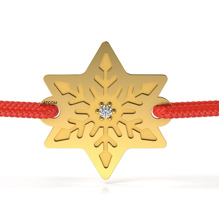 Bratara din aur galben cu snur model Fulg de diamant