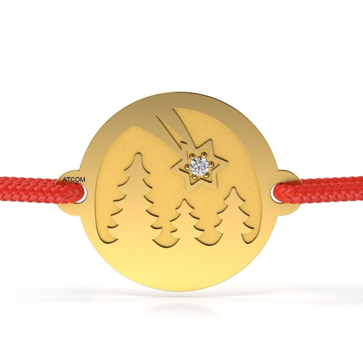 Bratara din aur galben cu snur model Steluta cazatoare