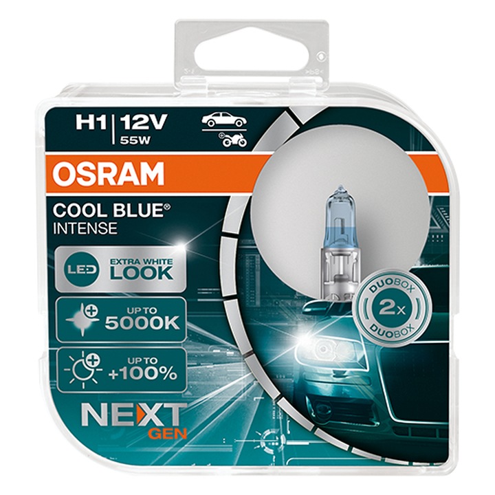 Bec halogen OSRAM H1 CBI 12V NEXT GEN, set 2 bucati