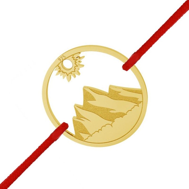 Martisor Bratara Argint 925 Placat Aur 24K Peisaj Montan cu Soare