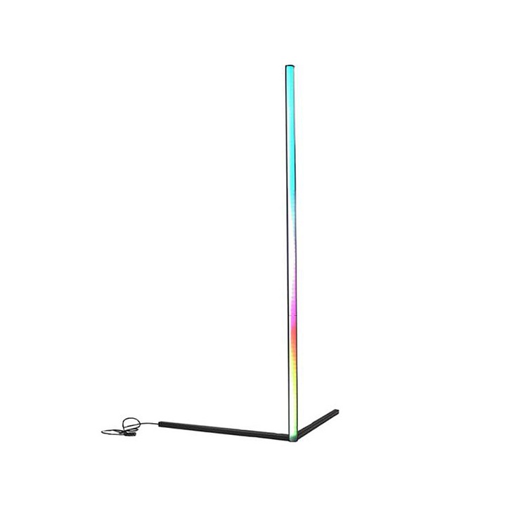 Lampa de colt SIKS®, LED RGB, joc de lumini, telecomanda, amplasare pe podea, design modern, lumina ambientala, 140 cm