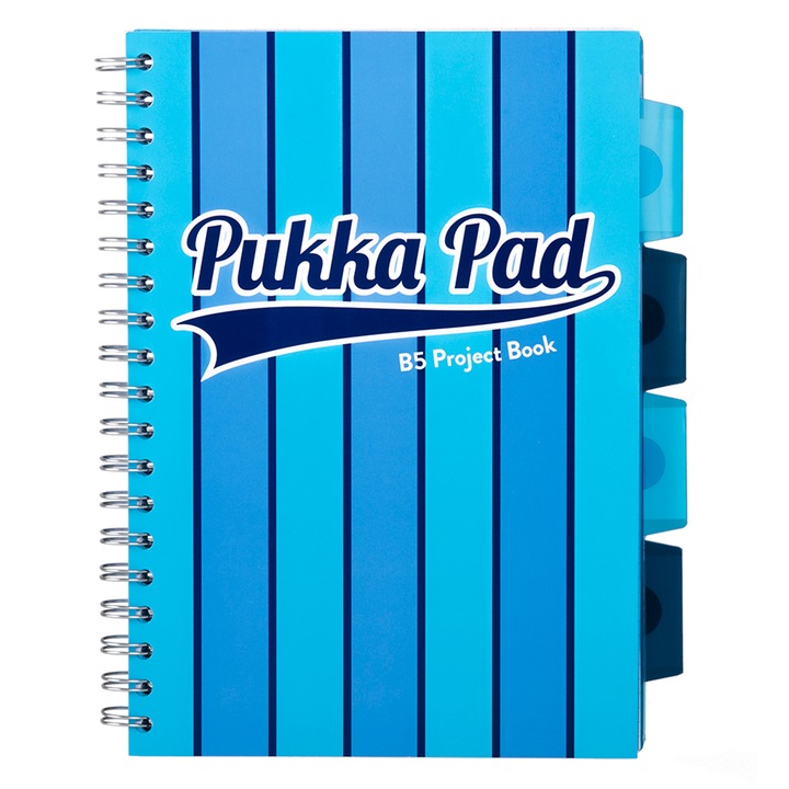 Caiet cu spirala si separatoare Pukka Pads Project Book Vogue matematica B5 albastru
