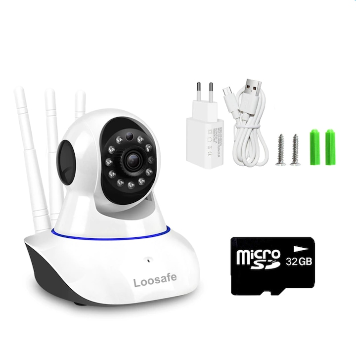 Babafigyelő Wireless Sricam™ LS-Q11 Pro, FullHD, babavideó/audio, éjjellátó, kétirányú, adóvevő, automatikus forgatás, mozgásérzékelő, fehér