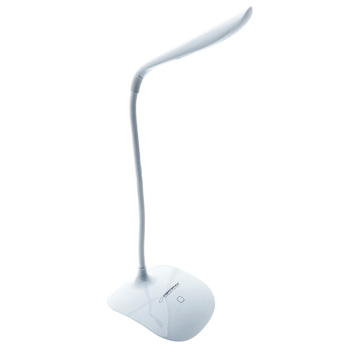 Lampa LED, Esperanza Acrux ELD103W, brat flexibil 21 cm, alimentare duala, cablu 110 cm, 4 x AAA, alba