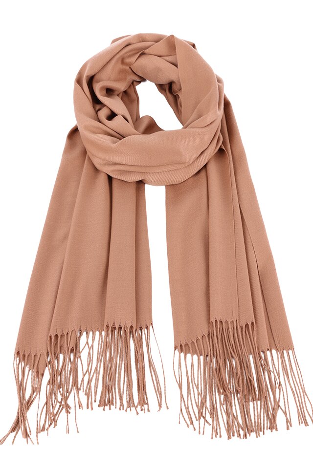 Esarfa pentru femei, din casmir, subtire, sezon rece, cu franjuri, Alice ZS-22-20 Maro deschis
