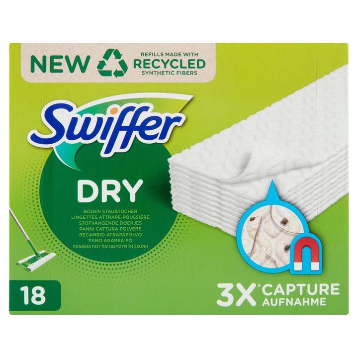 Резервен комплект сухи кърпи за прахоулавяне, Swiffer, 18 бр