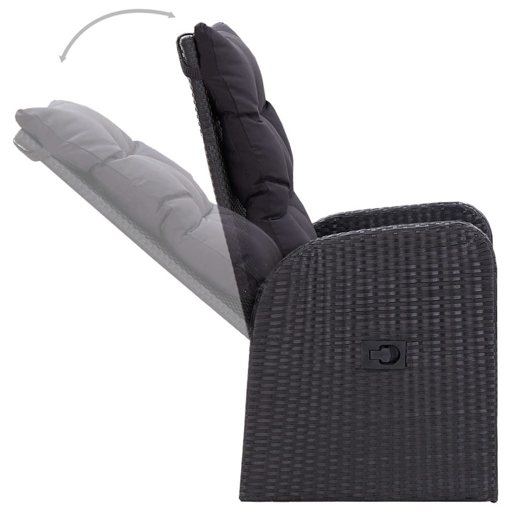 Set de masa pentru gradina vidaXL, 7 piese, cu perne, negru, 44.94 kg 3099494