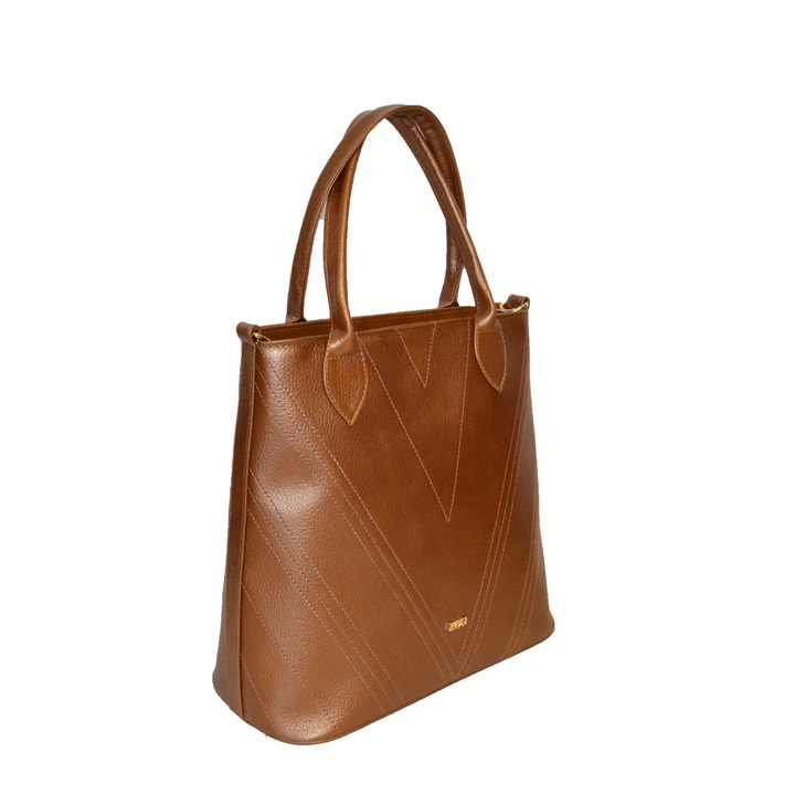 Geanta Zea,264, casual, Maro cognac, 34 x 33 x 12 cm