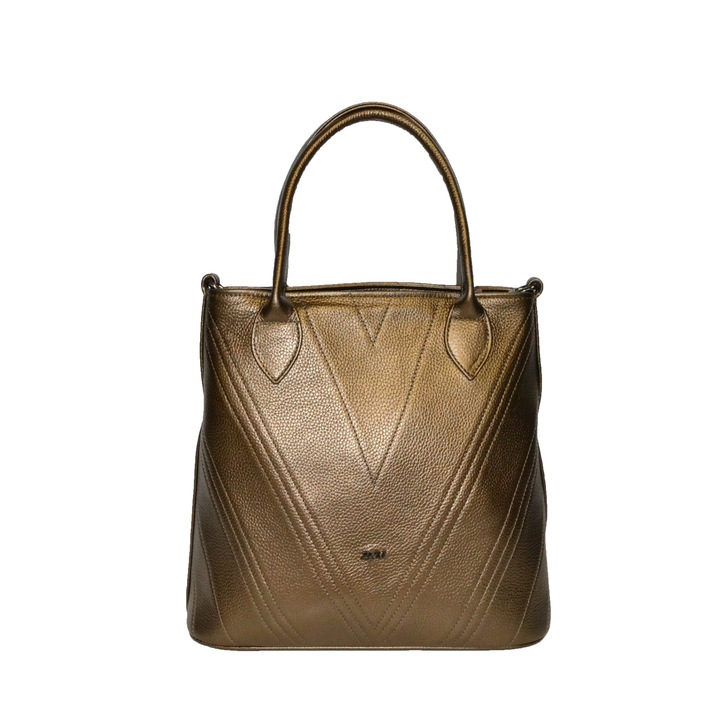 Geanta Zea,264, casual, bronz metalizat