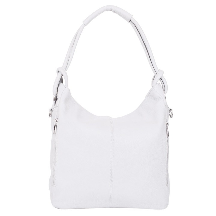 Geanta dama din piele naturala Mia alba