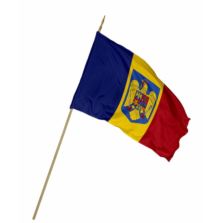Steag Romania cu emblema, TIDA-R0, Poliester, 100 x 150 cm