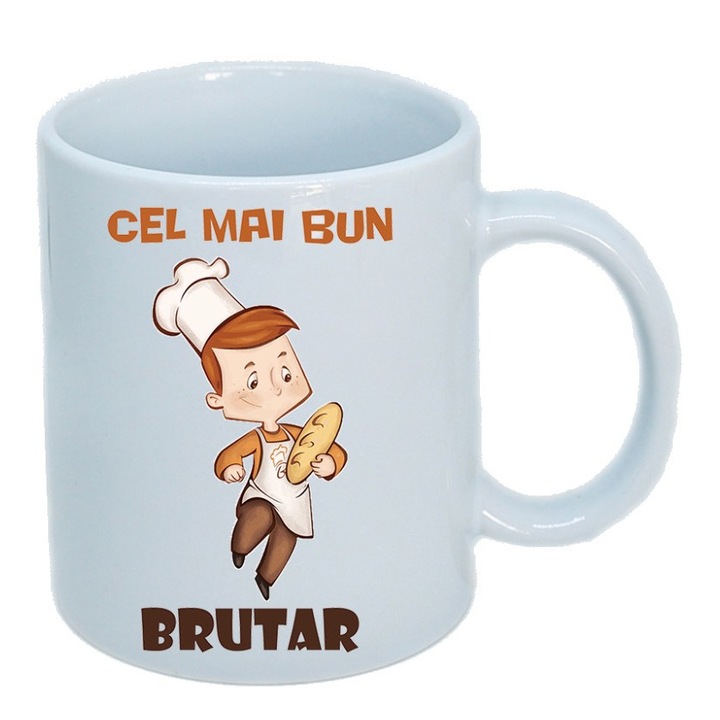 Cana personalizata ceramica alba " Cel mai bun Brutar " , 330 ml