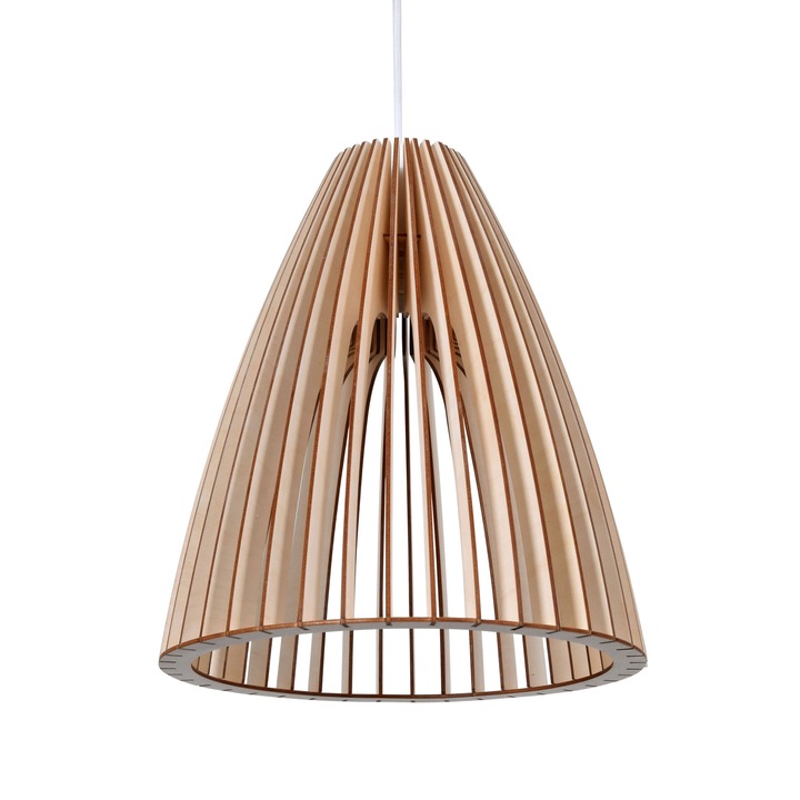 Lampa suspendata, din lemn, E27, 230 W, 30 x 33.5 x 11 cm, Maro