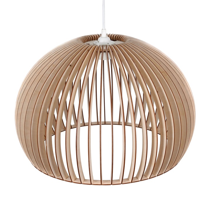 Lampa suspendata, din lemn, E27, 230 W, 47 x 32 x 11 cm, Maro